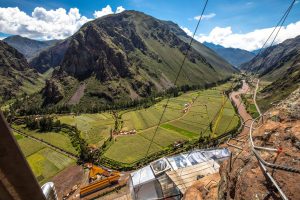 View of the Sacred Valley from Via Ferrata hike - Cusco